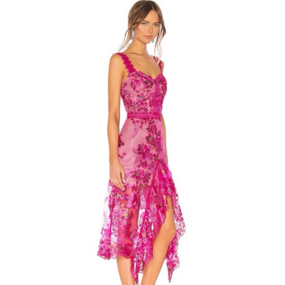 Bronx And Banco New Eva Midi Gown In Fuchsia Size M - Picture 3 of 16